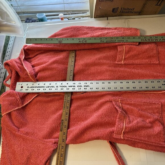 Arus Womens Hooded Terry Cloth Bathrobe Coral Pink 100% Cotton Made In Turkey - Picture 4 of 7